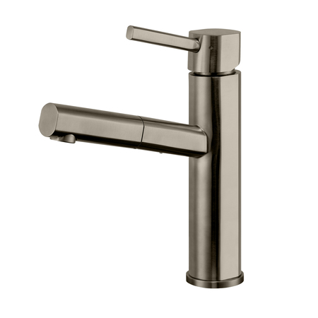WHITEHAUS Sgl Hole, Sgl Lever Kitchen Faucet W/ Pull-Out Spray Head, SS WHS1394-PSK-BSS